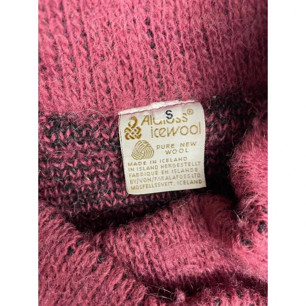 Vintage Alafoss‎ Cardigan Sweater Womens Small Red Pure Wool Icelandic Nordic